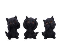 Nemesis Now Three Wise Kitties See No Hear No Speak No Evil Familiar Black Cats
