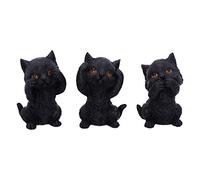 Nemesis Now Three Wise Kitties See Hear Speak No Evil Familiar Black Cats Figurine, Resina, Nero, 8.8cm