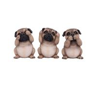 Nemesis Now Three Wise Pugs 8.5cm, Resin, Fawn Trio di Statuette di Tre Animali saggi, Cervo, 8,5 cm, 3 unità