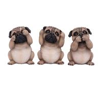 Nemesis Now Three Wise Pugs 8.5cm, Resin, Fawn Trio di Statuette di Tre Animali saggi, Cervo, 8,5 cm, 3 unità