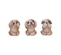 Nemesis Now Three Wise See No Evil Hear No Evil Speak No Evil Figurine Adorabili in resina dipinta a mano da collezione e regalo - Bulldogs
