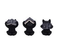 Nemesis Now Three Wise Spell Cats 8.5cm, Resin, Black, Three Wise Kitten Figurin