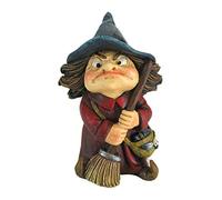 Nemesis Now Toil - Piccola statuetta di strega e scopa, in poliresina, rosso, 9,7 cm