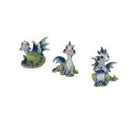 Nemesis Now Triple Trouble Dragon Figurines 15.5cm (Set of 3), Green/Purple, Lig