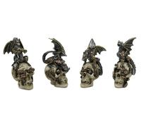 Nemesis Now U3830K8 Mind Machines - Set di 4 statuine con teschio di drago, 10,5 cm, colore: Bianco