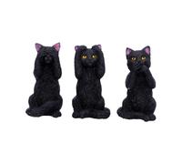 Nemesis Now, Statuine con tre felini saggi, 8,5 cm, colore: nero, U4802P9