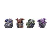 Nemesis Now Eggling Hoard 5cm, Resin, Silver, Dragon Figure, Silver Dragon Ornam