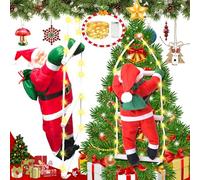 NEMMXUB Scala di Babbo Natale, Santa Climbing Rope Ladder, Santa Climbing Rope Ladder con 3m Lucine a LED, Babbo Natale Che Sale Una Scala per Parete, Giardino, Albero di Natale Esterni/Interni