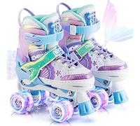 NEMONE Sirenetta Pattini a Rotelle Bambina Regolabili 8 Ruote Pattini a Rotelle per Bambino Bambini Regalo Indoor Outdoor