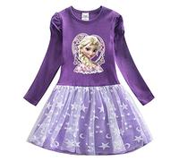 Nemopter Girls Princess Kids Spring Wedding Ceremony Casual Dress for Kids 2-7 Years, viola., 5-6 Anni