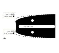 Nemura Guida catena motosega - Compatibile con Bosch 35 cm - Passo 3/8 Lp - Calibro da 0,50 (1,3 mm) - Pezzi di ricambio per utensili da giardino - Marca francese