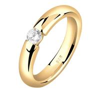 Nenalina Anello da donna in argento 925 placcato oro, anello di fidanzamento con zirconi cubici bianchi da 4 mm, Argento sterling, Zirconia cubica