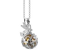 Nenalina Collana da donna con pendente ornament, con zirconi bianco e sfera in ottone oro, Angelo Ala Ciondolo argento sterling 925, EFS-040