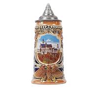 NENBOLEC Boccale di Birra Tedeschi Germania Castello Oktoberfest Beer Stein Mug con Coperchio per Compleanno Regalo Uomini Padre Marito 0.7 Liter
