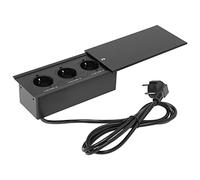 NeNchengLi Online - Presa da incasso da tavolo, da cucina, a scomparsa, in lega di alluminio, nero, 3 x 110-240 V, 50/60 Hz, 10 A, colore: Nero