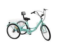 NeNchengLi Triciclo per adulti triciclo 24 pollici bicicletta pieghevole con cestino 3 ruote bicicletta per adulti adulti triciciclo a 3 ruote (turchese)