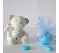 Nene Bomboniera Nascita Battesimo Bimbo Orsetto con Luce LED Completa di Scatola Regalo Confetti e bigliettino Personalizzato