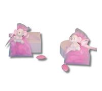 Nene SACCHETTINO BOMBONIERA Nascita Battesimo Femminuccia Bimba con Magnete CALAMITA Confetti E BIGLIETTINO MOD. Elefante