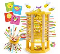 Nene Toys BEEFALL Grande, Gioco Montessori 4-in-1 per Bambini 3-9 Anni - Gioco Educativo in Legno con Alveare, 12 Api, Bastoncini Colorati, Dadi e Carte - Gioco per la Famiglia