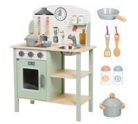 Nene Toys Cucina Giocattolo in Legno - Cucinetta con Lavello, Forno e Fornelli + 6 Accessori - Gioco di Ruolo per Bambini 3-5 Anni - Manopole Girevoli, Vaschetta in Metallo, Facile da Montare
