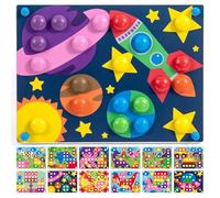 Nene Toys Gioco Chiodini in Legno Bambini 2+ Anni [Grande Edizione - 48 Bottoni, 8 Colori] - Mosaico Montessori con 12 Carte - Gioco Educativo per Motricità Fine e Coordinazione Mano-Occhio 2 3 4 Anni