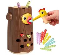 Nene Toys Gioco Magnetico del Picchio dai 2 Anni - Classico | Gioco Montessori per la Motricità Fine e il Gioco Simbolico - 10 Vermetti in Legno, 5 Colori e 2 Livelli di Difficoltà