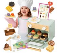 Nene Toys Pasticceria di Biscotti in Legno per Bambini 3+ Anni - Set Completo con Mini Forno, Menù & Soldi Finti - Gioco di Ruolo Educativo & Primi Calcoli - Regalo 3-6 Anni