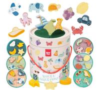 Nene Toys Tombola Tattile per Bambini 2+ Anni - Gioco Sensoriale in Legno | Gioco Educativo Tocca e Trova con 24 Figure in Legno, 24 Carte Puzzle e Tubo Tattile