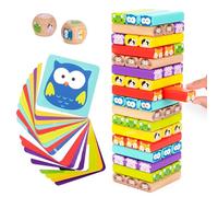 Nene Toys Torre Impilabile in Legno 4 in 1 per Bambini da 3 a 9 Anni | Gioco da Tavolo con Animali e Colori per Tutta la Famiglia - Allena Motricità Fine, Equilibrio e Concentrazione