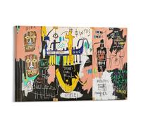 NENGKUAI Poster artistico da parete con stampa artistica su tela, motivo: Jean-Michel Basquiat History of The Black People Painting, stampa artistica da parete su tela, con cornice, 30 x 45 cm
