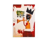 NENGKUAI Poster artistico da parete con tromba di Jean-Michel Basquiat, stampa su tela, senza cornice, 30 x 45 cm