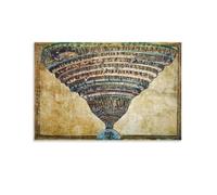 NENGKUAI Sandro Botticelli La mappa dell'Inferno, Dante la Divina Commedia (1485) Stampa artistica da parete su tela pittura decorativa; senza cornice; 40 x 60 cm