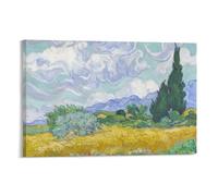 NENGKUAI Stampa artistica da parete su tela con campo di grano e cipressi Vincent Van Gogh, stampa decorativa su tela; 40 x 60 cm