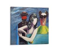NENGKUAI Stampa artistica da parete su tela con immagine di Max Ernst The Sunday Guests, con cornice, 40 x 40 cm