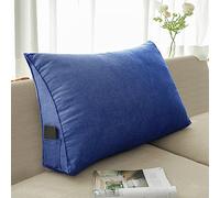NENIUX Cuscino triangolare per testiera, per camera da letto, lettura, letto, supporto lombare, per divano, ufficio, tatami, 80 x 50 x 20 cm, blu navy