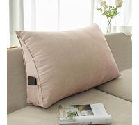NENIUX Cuscino triangolare per testiera, per camera da letto, lettura, letto, supporto lombare, per divano, ufficio, tatami, 60 x 50 x 20 cm, beige