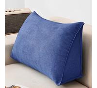 NENIUX Grande cuscino a cuneo da lettura, cuscino triangolare per schienale, cuscino di supporto lombare/schiena, con fodera rimovibile, per divano e divano Tatami Home, 60 x 35 x 20 cm, blu scuro