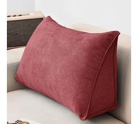 NENIUX Grande cuscino a cuneo da lettura, cuscino triangolare per schienale, cuscino di supporto lombare/schiena, con fodera rimovibile, per divano e divano Tatami Home, 60 x 35 x 20 cm, rosso