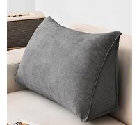 NENIUX Grande cuscino a cuneo da lettura, cuscino triangolare per schienale, cuscino di supporto lombare/schiena, con fodera rimovibile, per divano e divano Tatami Home, 80 x 35 x 20 cm, grigio scuro
