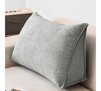 NENIUX Grande cuscino a cuneo da lettura, cuscino triangolare per schienale, cuscino di supporto lombare/schiena, con fodera rimovibile, per divano e divano Tatami Home, 90 x 35 x 20 cm, grigio