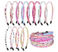 Nenjindz Fasce per capelli da ragazza, in tessuto a fiore, per ragazze, a strisce plaid, per donne e bambini, con motivo a stella e fiori, per la scuola, per bambini (12 pezzi)