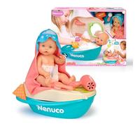 Nenuco Bagnetto Con le Bolle, Bambola 35 cm con Corpo Rigido e Capelli Magici, con Accessorio 2 in 1: Vasca e Fasciatoio, Beve e fa la Pipì, +3 anni, Famosa (NFNA0000)