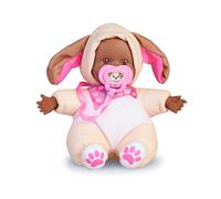 Nenuco Doggies - Bambola morbida 15 cm con vestito da cagnolino: vestito di colore giallo, con orecchiette e ciuccio personalizzato, Famosa, (NFN82300)