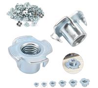 Nenull 60 dadi a innesto M4 x 8 mm, in acciaio al carbonio zincato con 4 punte, per legno, tavole, mobili, artigiani, costruzioni, pareti da arrampicata, kit di viti, fai da te