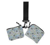 Neo Rain - Portamonete da donna con strisce personalizzate, colore bianco e nero, porta carte di credito, sottile, con cerniera, portamonete con portachiavi, 2 pezzi