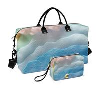 Neo-realismo Marshmallow arcobaleno nuvole bianche borsone da viaggio durante la notte borsa a tracolla weekend borsa da palestra con tracolla regolabile per escursionismo multifunzionale,