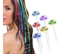 NEO+ - Serie di extension per capelli in fibra ottica a 3, 6, 10 LED Per illuminare i capelli con i colori dell'arcobaleno, di colore blu, rosso, verde o bianco. (10 x Multicolore)