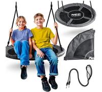Neo-Sport Altalena a nido per esterni, 100 cm, con struttura, carico massimo 150 kg, impermeabile, rotonda, colore nero e grigio