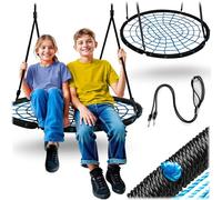 Neo-Sport Altalena a nido per esterni, 100 cm, con struttura, carico massimo 150 kg, impermeabile, rotonda, colore nero, blu