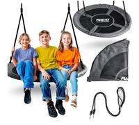 Neo-Sport Altalena a nido per esterni, 110 cm, con telaio, carico massimo 150 kg, impermeabile, rotonda, colore nero, grigio